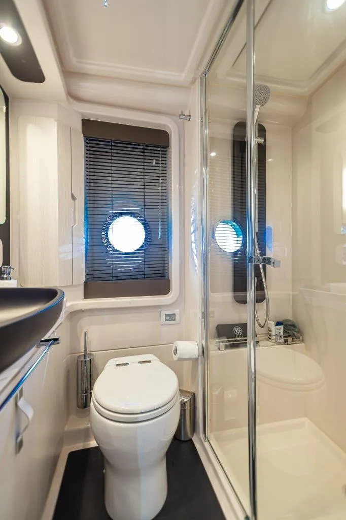 Slide: The Image of Luxurious bathroom in 2020 Azimut AZ 50-Fly yacht with modern fixtures and shower. - 32