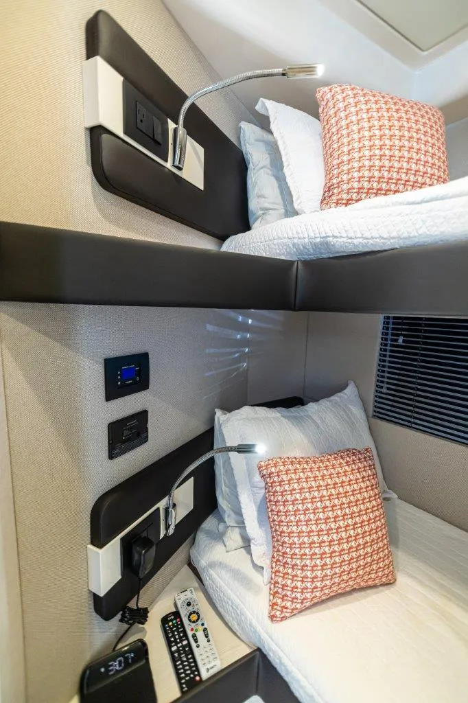 Slide: The Image of Interior of 2020 Azimut AZ 50-Fly yacht with bunk beds and modern amenities. - 36