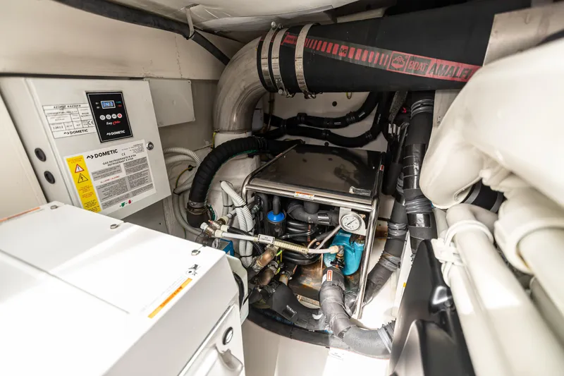 Slide: The Image of Engine room of 2020 Azimut AZ 50-Fly yacht, showcasing mechanical components and systems. - 40