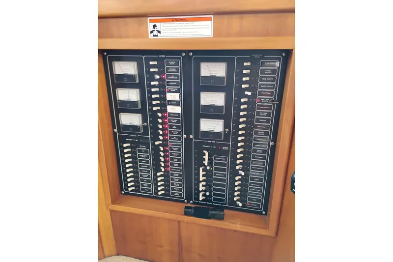 Slide: The Image of Electrical control panel on a 2002 Canoe Cove 50 Pilothouse Motor Yacht. - 40