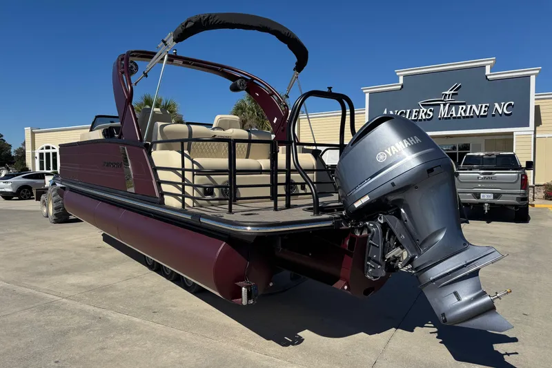 Slide: The Image of 2026 Starcraft RX 25 Q DC pontoon boat with Yamaha motor at Anglers Marine NC. - 3
