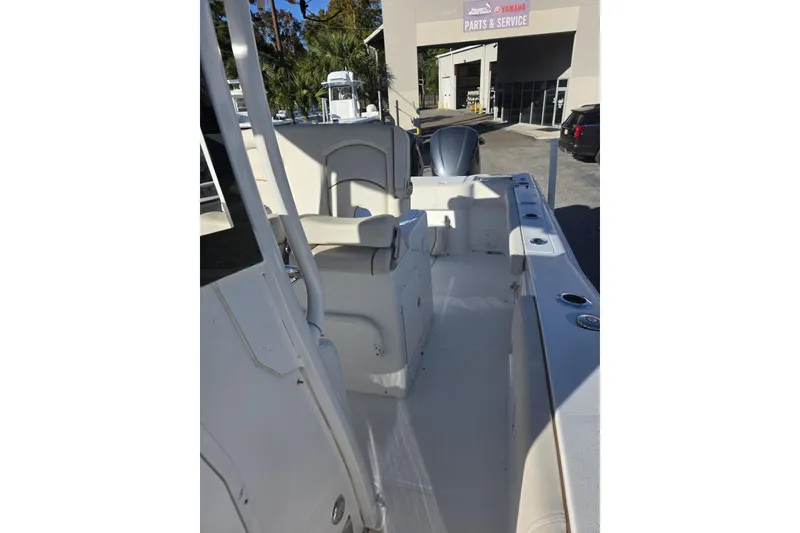 Slide: The Image of 2020 Sea Hunt Gamefish 30 Forward Seating boat interior at service center. - 9