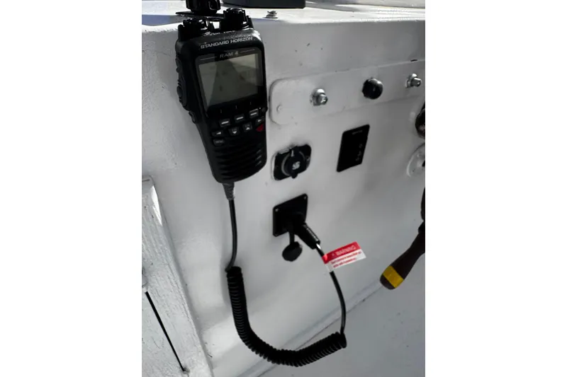 Slide: The Image of 1982 Marine Trader Europa yacht deck with helm, flybridge - 27