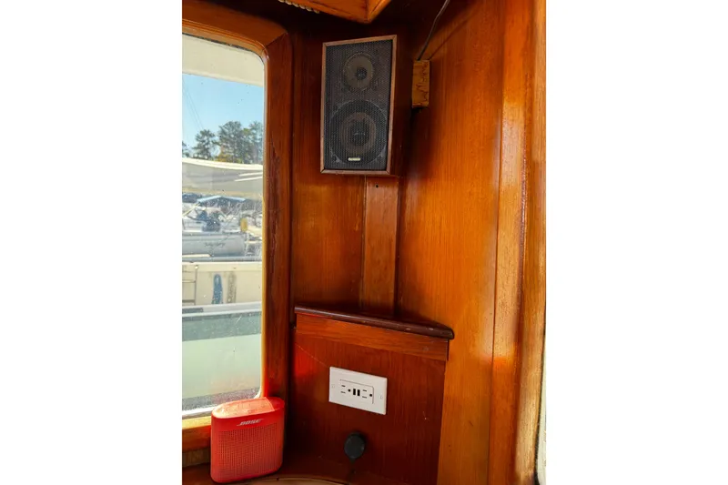 Slide: The Image of Garmin GPS display on 1982 Marine Trader Europa, showing navigation data and map. - 49