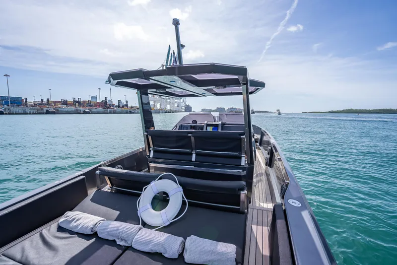 Slide: The Image of Luxury Wally 43 yacht cruising on open water, 2012 model, sunny day. - 11