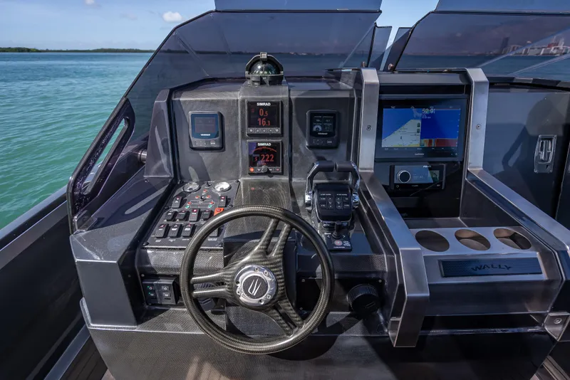 Slide: The Image of Steering console of a 2012 Wally 43 yacht with navigation instruments. - 17