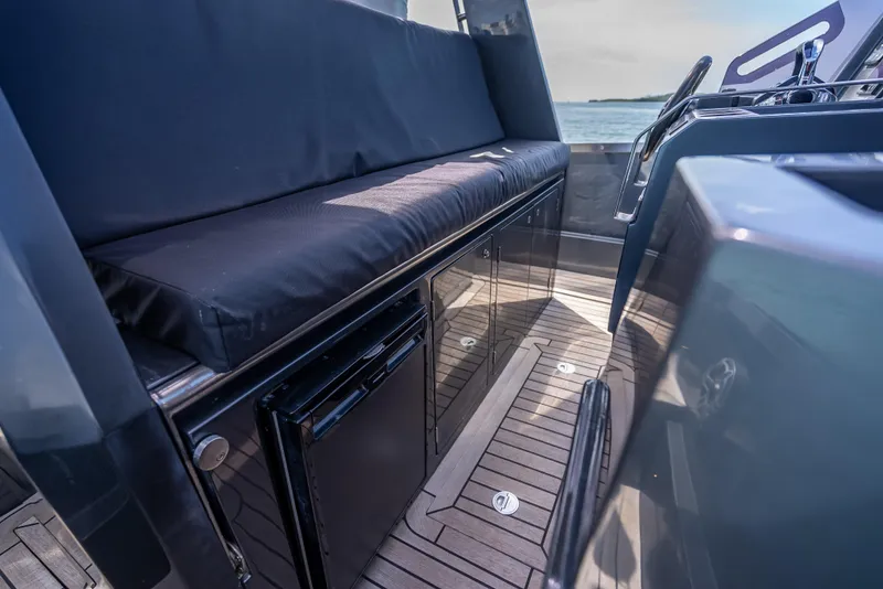 Slide: The Image of Interior of 2012 Wally 43 yacht with sleek seating and modern design. - 18