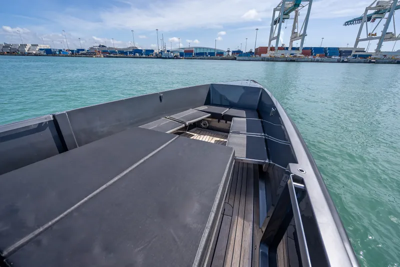Slide: The Image of Sleek Wally 43 yacht from 2012 docked in a busy harbor. - 21