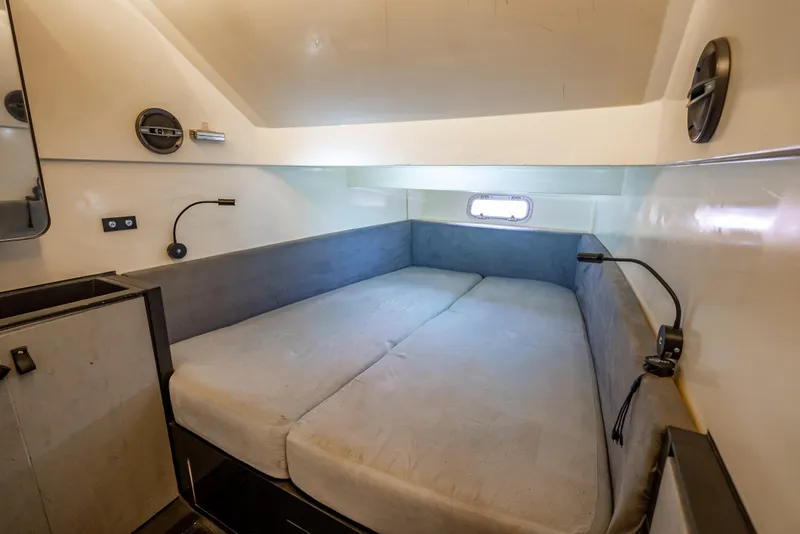 Slide: The Image of Cozy cabin interior of 2012 Wally 43 yacht with bed and modern lighting. - 27