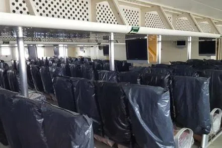 Slide: The Image of Interior of 2006 FBMA Philippines SWATH Slice Crew Transport Vessel with covered seats. - 10