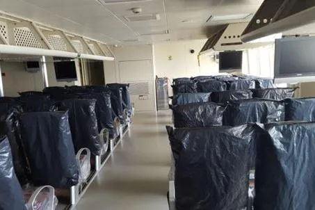 Slide: The Image of Interior of 2006 FBMA Philippines SWATH Slice Crew Transport Vessel with covered seats. - 11