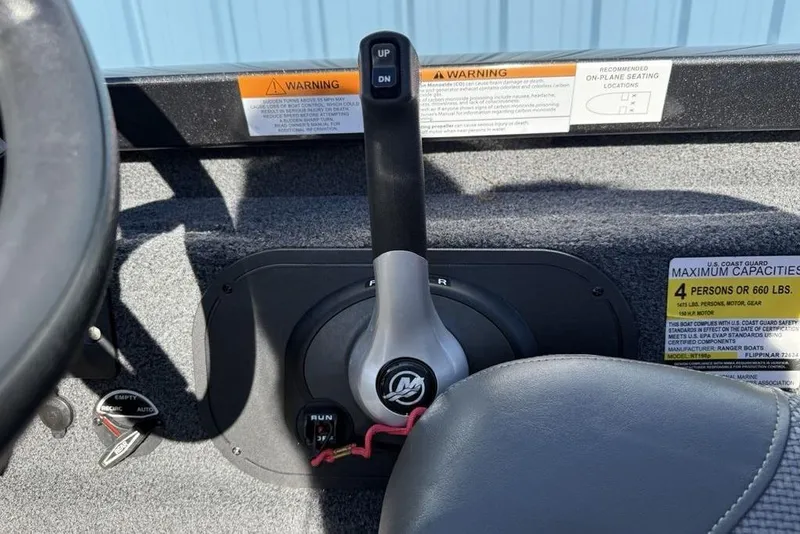 Slide: The Image of Dashboard of a 2018 Ranger RT198P boat with speedometer and fuel gauge. - 15