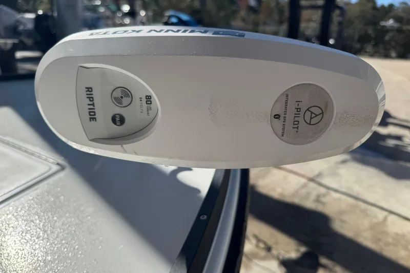 Slide: The Image of Minn Kota Riptide i-Pilot trolling motor on 2020 Hell's Bay Marquesa boat. - 6