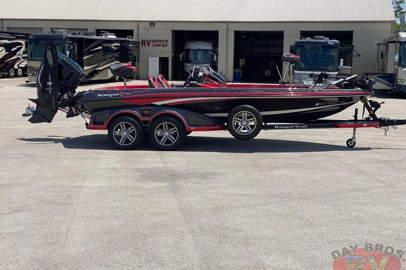 Slide: The Image of 2020 Ranger Z520L boat on trailer at RV service center. - 56