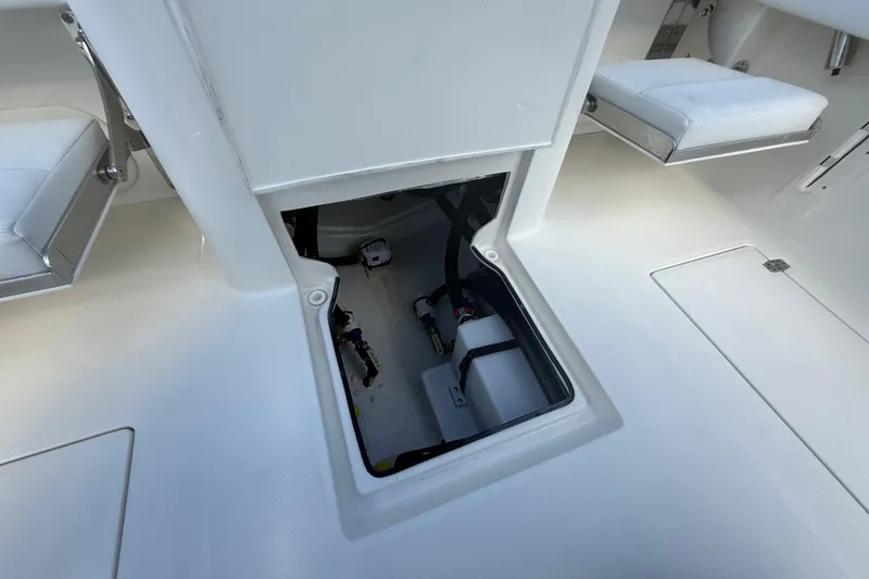 Slide: The Image of 2026 Pathfinder 2400 Open boat interior with open storage compartment. - 30