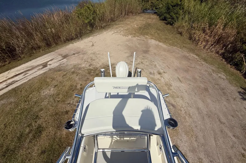 Slide: The Image of Aerial view of 2026 Pathfinder 2400 Open boat on grassy terrain. - 52