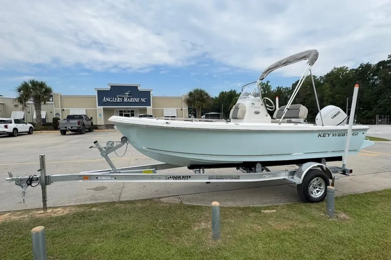 The Image of 2026 Key West 1720 Center Console boat on trailer at Anglers Marine NC. - 1