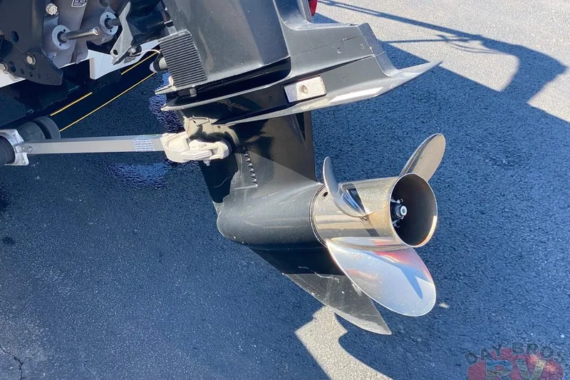 Slide: The Image of 2008 Nitro 189 Sport boat propeller and motor on asphalt surface. - 14