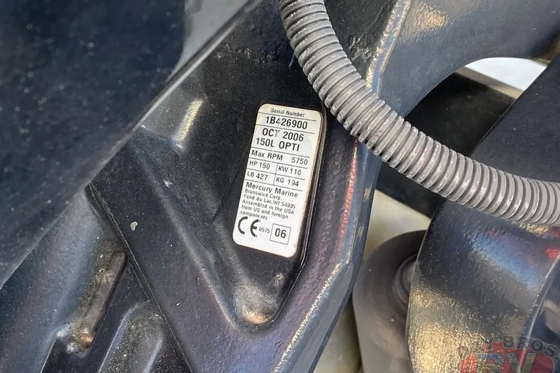 Slide: The Image of Label on Mercury Marine engine, showing specifications and serial number. Nitro 189 Sport, 2008 model. - 17