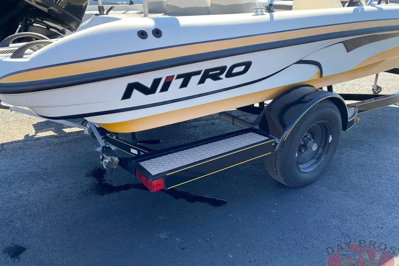 Slide: The Image of 2008 Nitro 189 Sport boat on trailer, featuring sleek design and vibrant graphics. - 20