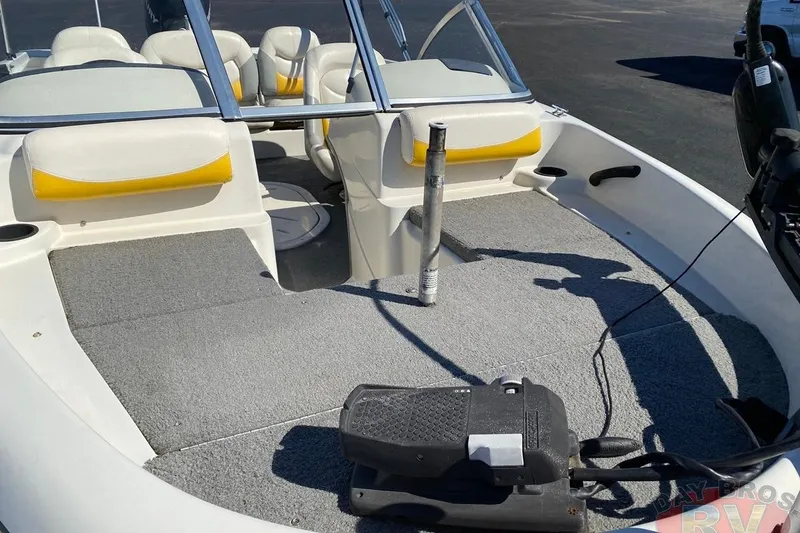 Slide: The Image of 2008 Nitro 189 Sport boat interior with seating and fishing equipment. - 29