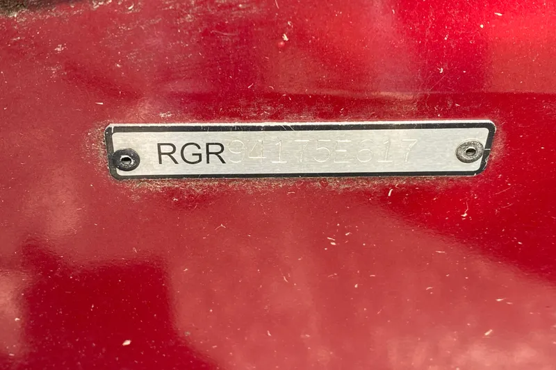 Slide: The Image of 2017 Ranger RT188 metal identification plate on red surface. - 43