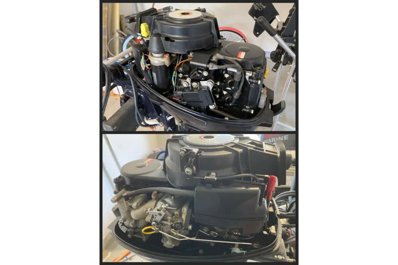 Slide: The Image of 1985 Sea Wind 24 engine, detailed view of mechanical components and wiring. - 10