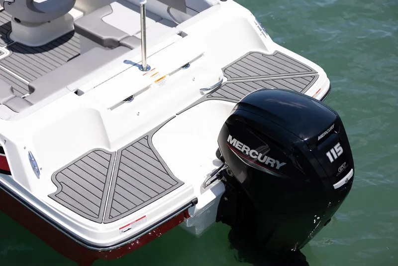 Slide: The Image of 2026 Bayliner VR4 Bowrider OB with Mercury outboard motor, featuring spacious seating. - 8