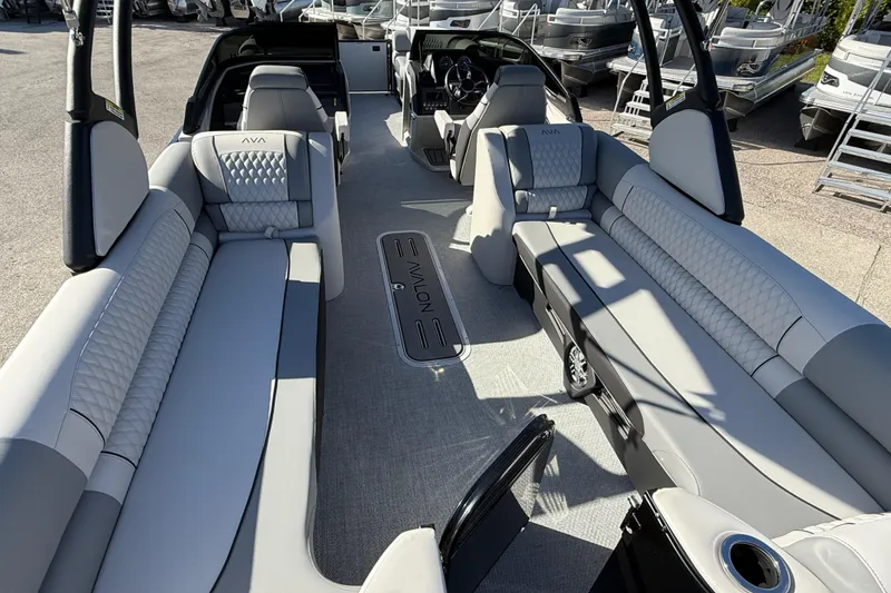 Slide: The Image of 2026 Avalon 2585 Catalina Windsheild Quad Lounger interior with luxurious seating and modern design. - 11