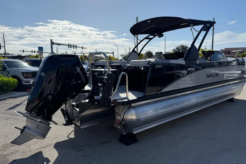 Slide: The Image of 2026 Avalon 2585 Catalina Windsheild Quad Lounger, Tri Toon with Mercury 350hp V-10 engine. - 5