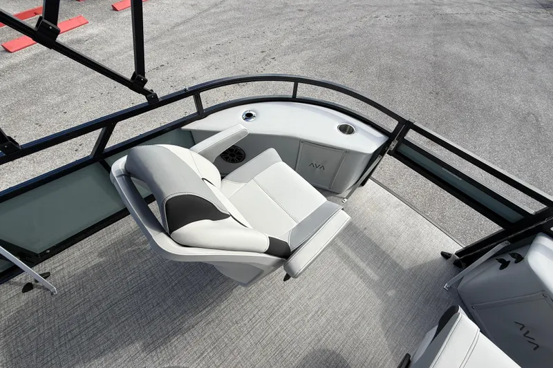 Slide: The Image of 2026 Avalon 2385 Venture boat interior with sleek seating and modern design. - 14