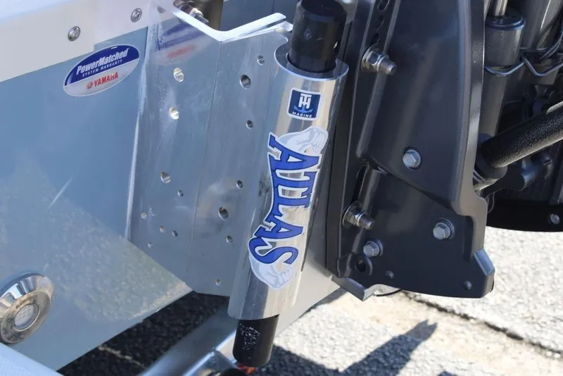 Slide: The Image of 2026 Skeeter SX230 boat rear view with motor and platform. - 23