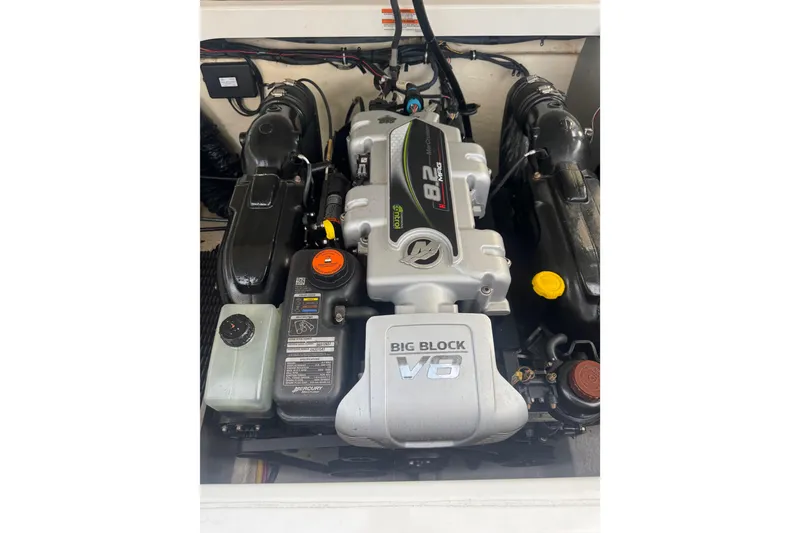 Slide: The Image of Engine of 2017 Monterey 298SS Super Sport boat, featuring a powerful V8 configuration. - 21