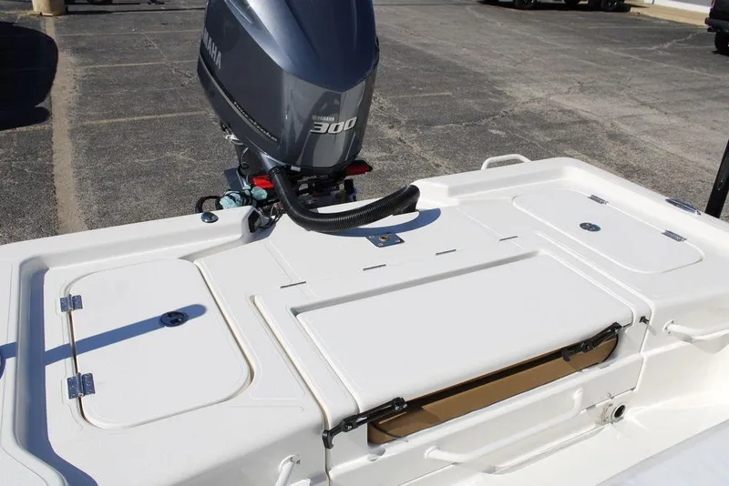 Slide: The Image of 2026 Skeeter SX241 boat with Yamaha 300 engine, rear deck view. - 12