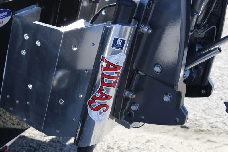 Slide: The Image of Close-up of 2026 Skeeter SX241 boat's Atlas jack plate mechanism. - 7