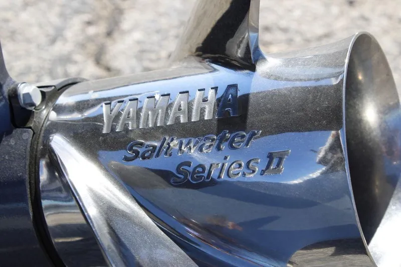 Slide: The Image of Close-up of Yamaha Saltwater Series II propeller on 2026 Skeeter SX241 boat. - 8