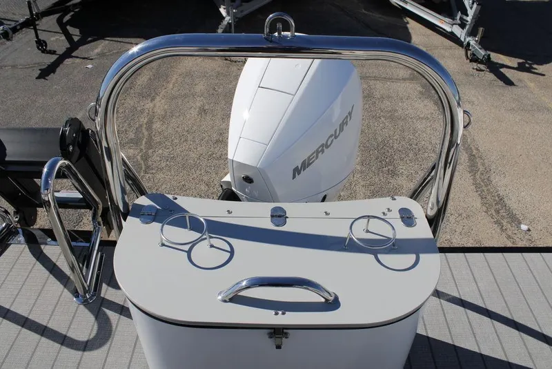 Slide: The Image of 2026 Avalon CATALINA 23 boat with Mercury engine and stainless steel railings. - 18