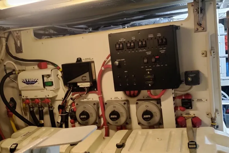 Slide: The Image of Electrical panel and components inside a 2007 Carver 52 Voyager yacht. - 15