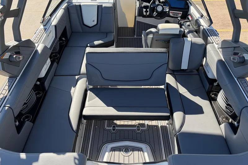 Slide: The Image of 2020 Nautique Super Air Nautique G23 interior with luxurious seating and modern design. - 36