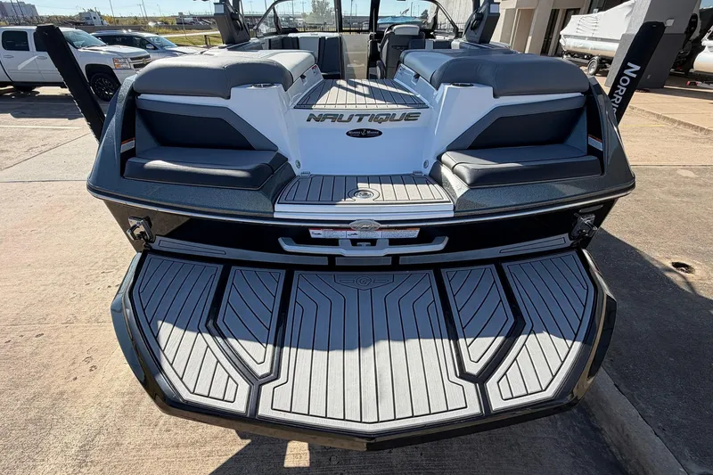 Slide: The Image of 2020 Nautique Super Air Nautique G23 boat rear view with seating and deck. - 7