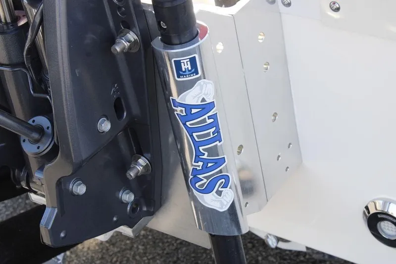 Slide: The Image of Close-up of 2026 Skeeter SX230 boat's Atlas jack plate. - 4