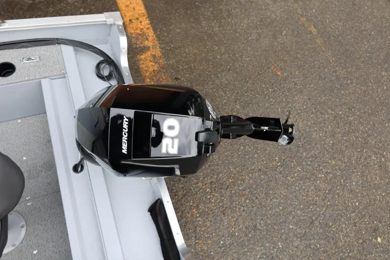 Slide: The Image of 2026 Lund 1400 Fury SS boat with Mercury 20 outboard motor, top view. - 34