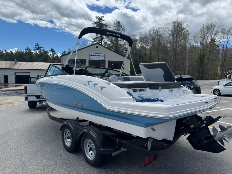 Slide: The Image of 2026 Chaparral 23 SSi boat parked on trailer outdoors. - 4