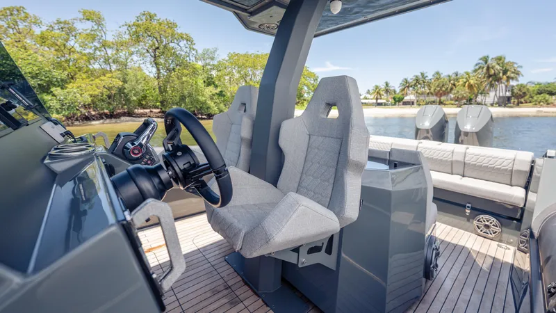 Slide: The Image of Modern Skipper-BSK 38 boat interior with sleek helm and comfortable seating, 2025 model. - 45