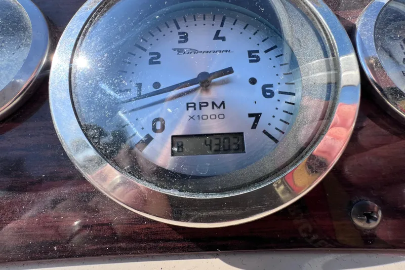 Slide: The Image of Close-up of Chaparral 196 SSi 1996 boat tachometer showing RPM and hours. - 22