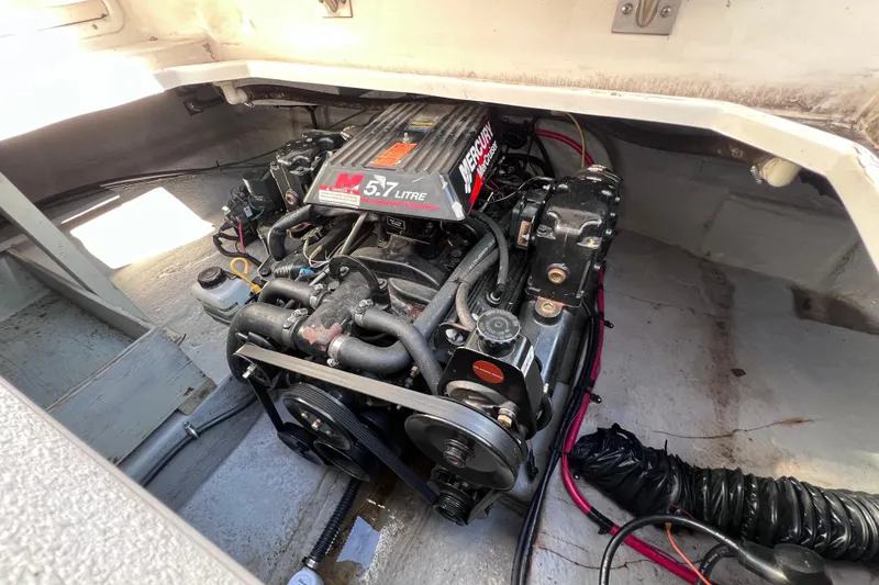 Slide: The Image of Engine compartment of a 1996 Chaparral 196 SSi with a 5.7-liter Mercury engine. - 38