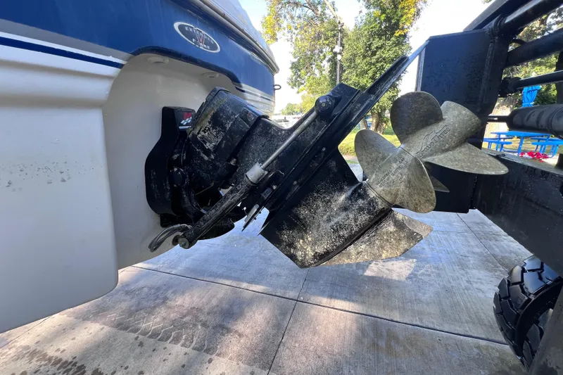 Slide: The Image of Close-up of a 1996 Chaparral 196 SSi boat's propeller and stern drive. - 39