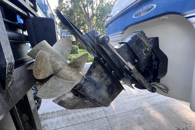 Slide: The Image of Close-up of a 1996 Chaparral 196 SSi boat propeller and outdrive. - 40