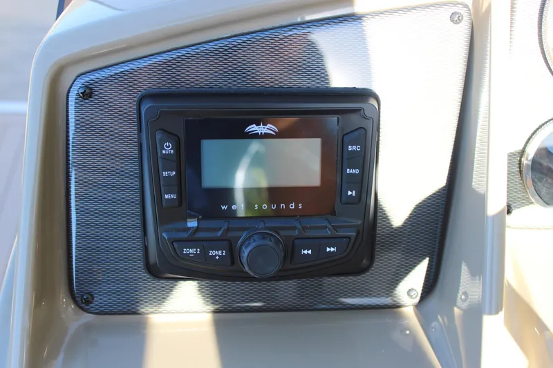 Slide: The Image of Audio control panel on 2026 Starcraft EXS 3 Q boat dashboard. - 20