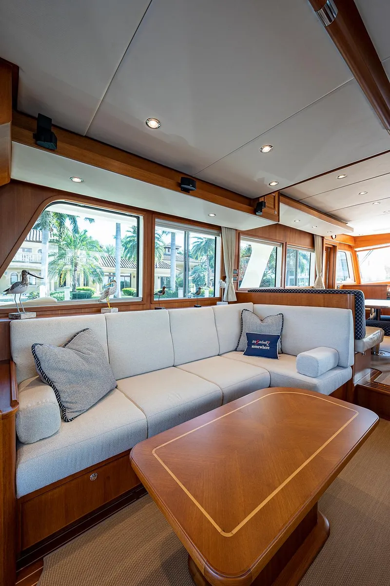 Slide: The Image of Luxurious interior of 2013 Grand Banks 54 Europa yacht with elegant seating and wooden accents. - 47